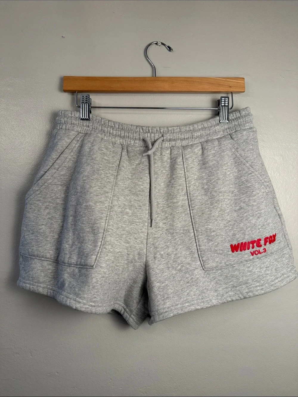 White Fox Women’s Gray Fleece Shorts with Logo size medium